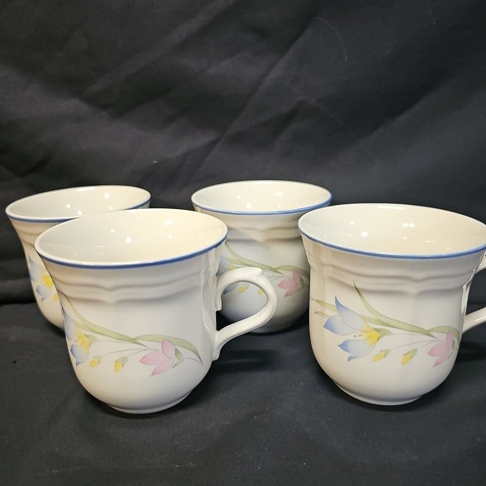 4 French Garden Thailand Stoneware Cups